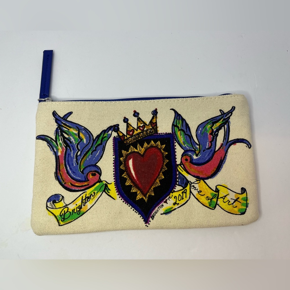 Brighton CANVAS BAG 2019 Love of Art POUCH Makeup Bag Cosmetic Branded Flaws